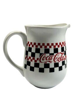 Coca-Cola Checkered Pitcher Large Gibson Black White Red Vintage 1996 Coke